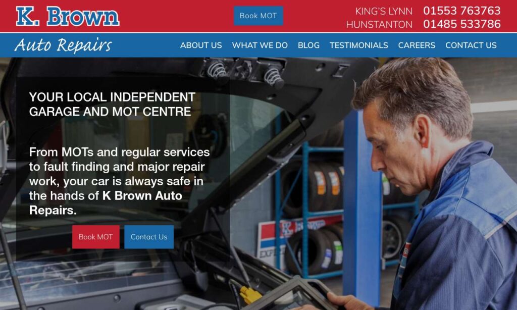K. Brown Auto Repairs website