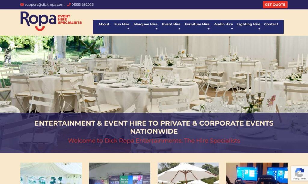 Ropa Event Hire website