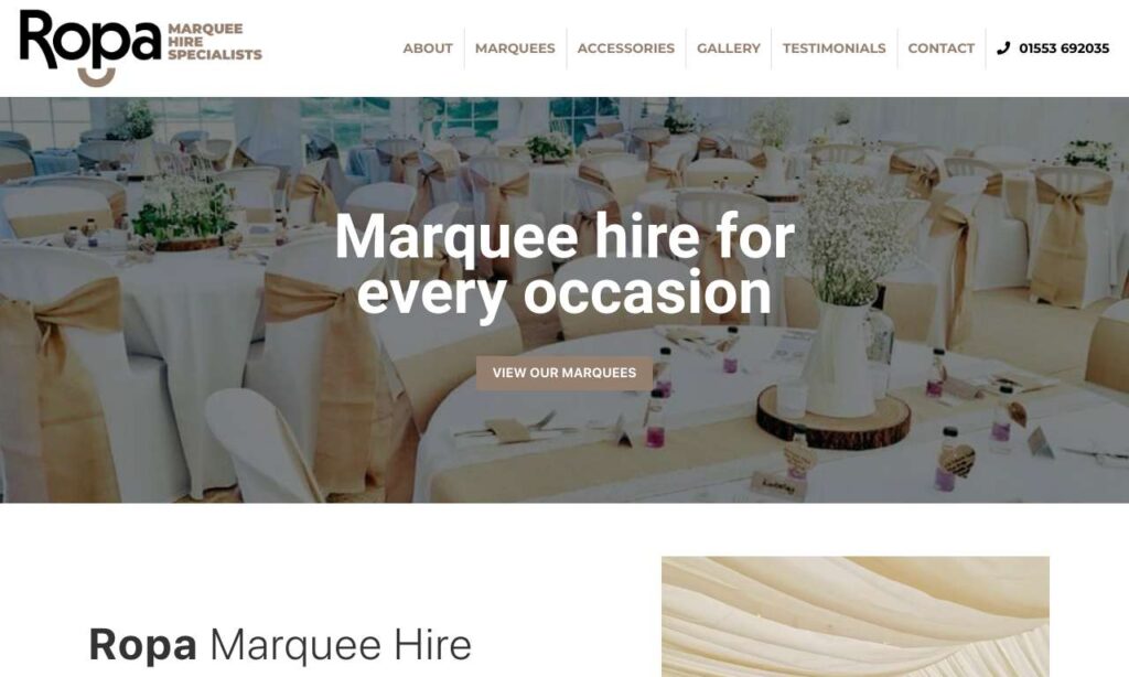 Ropa Marquee Hire website