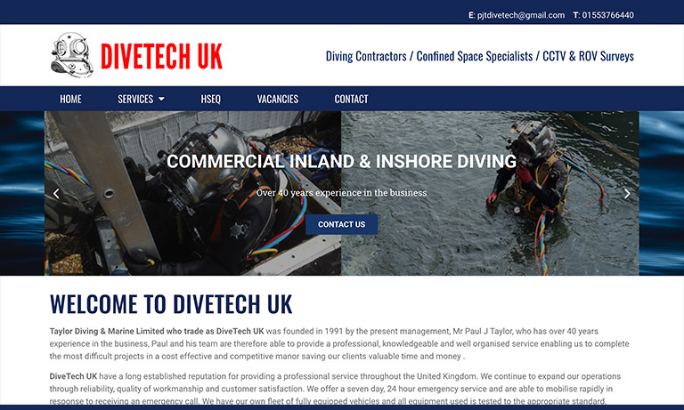 Divetech UK website